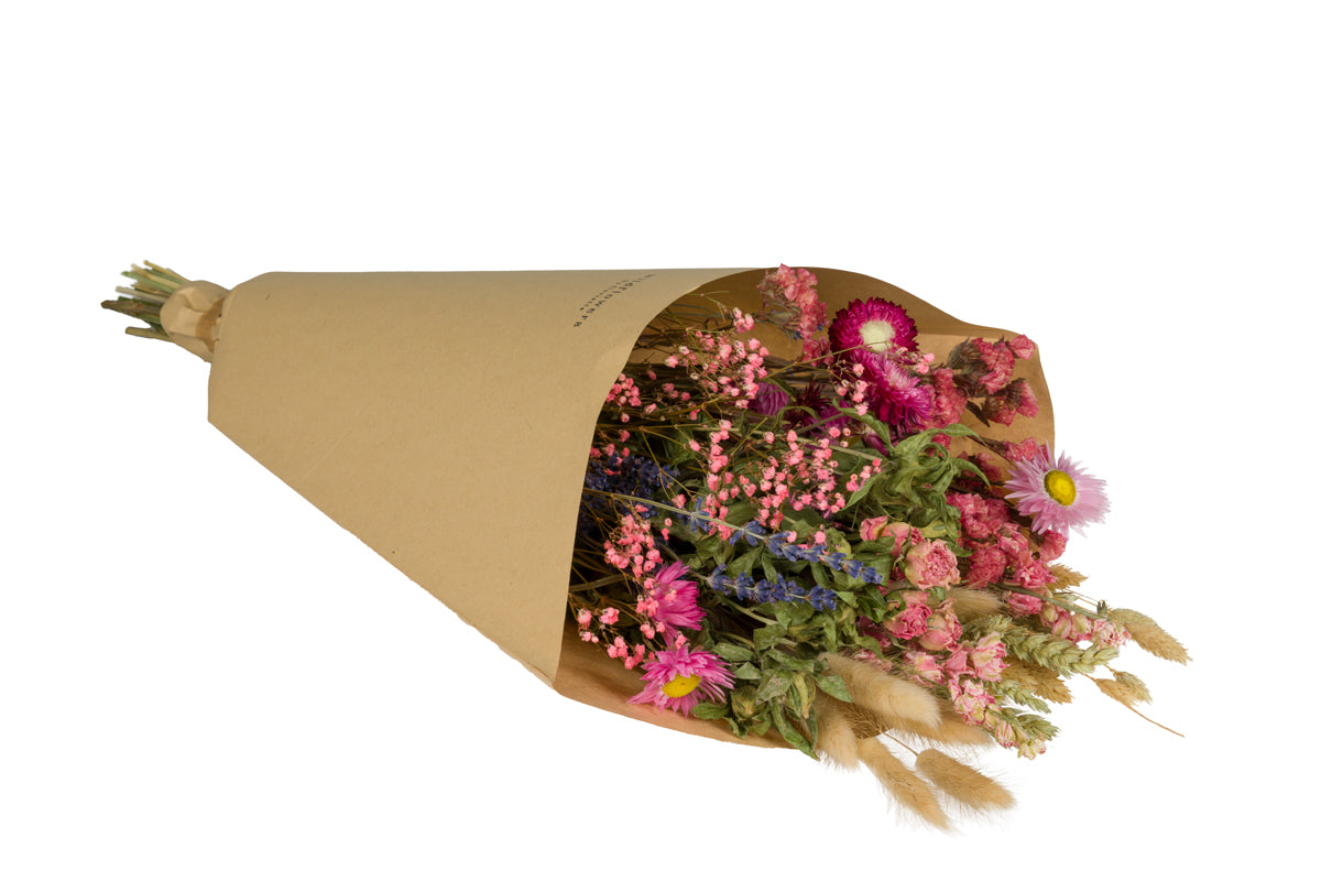 Droogboeket groot Purple Rosie